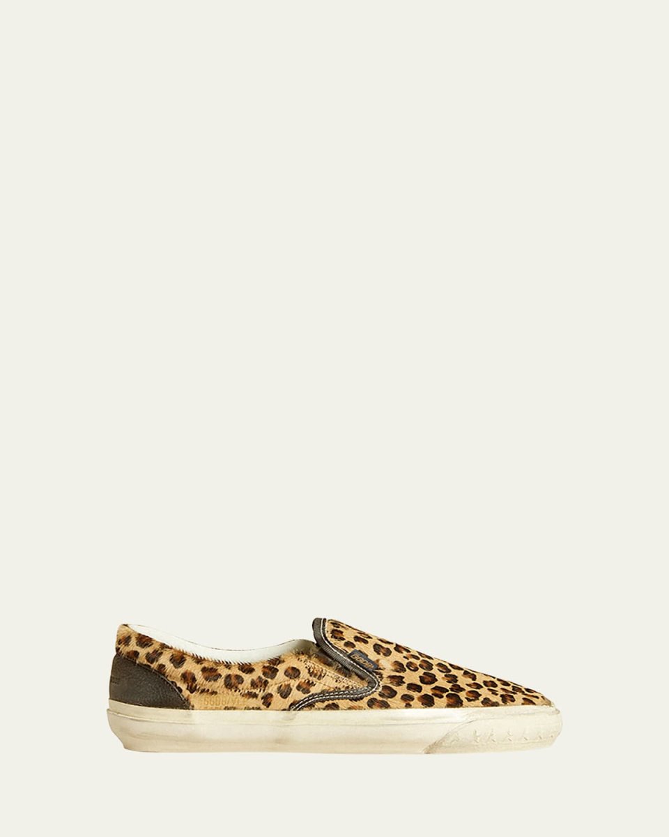 Leopard Calfhair and Leather Slip-On Sneakers
